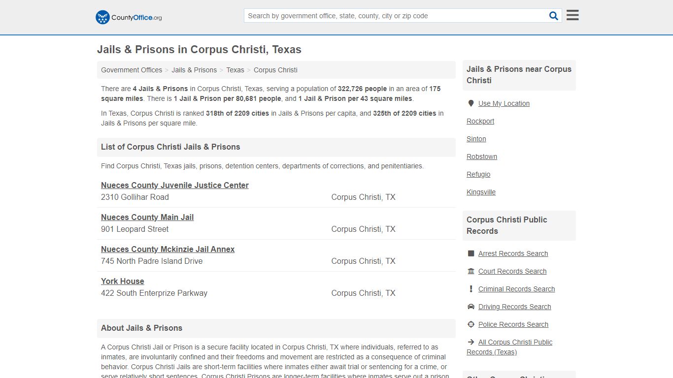 Jails & Prisons - Corpus Christi, TX (Inmate Rosters & Records)